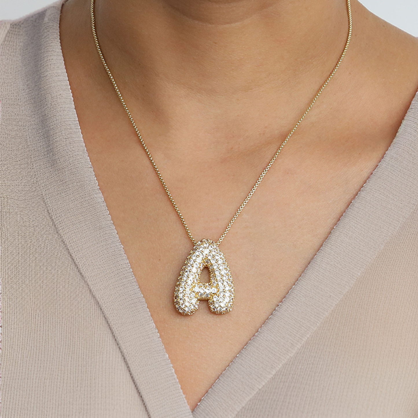 Coral Initial Diamond Necklace