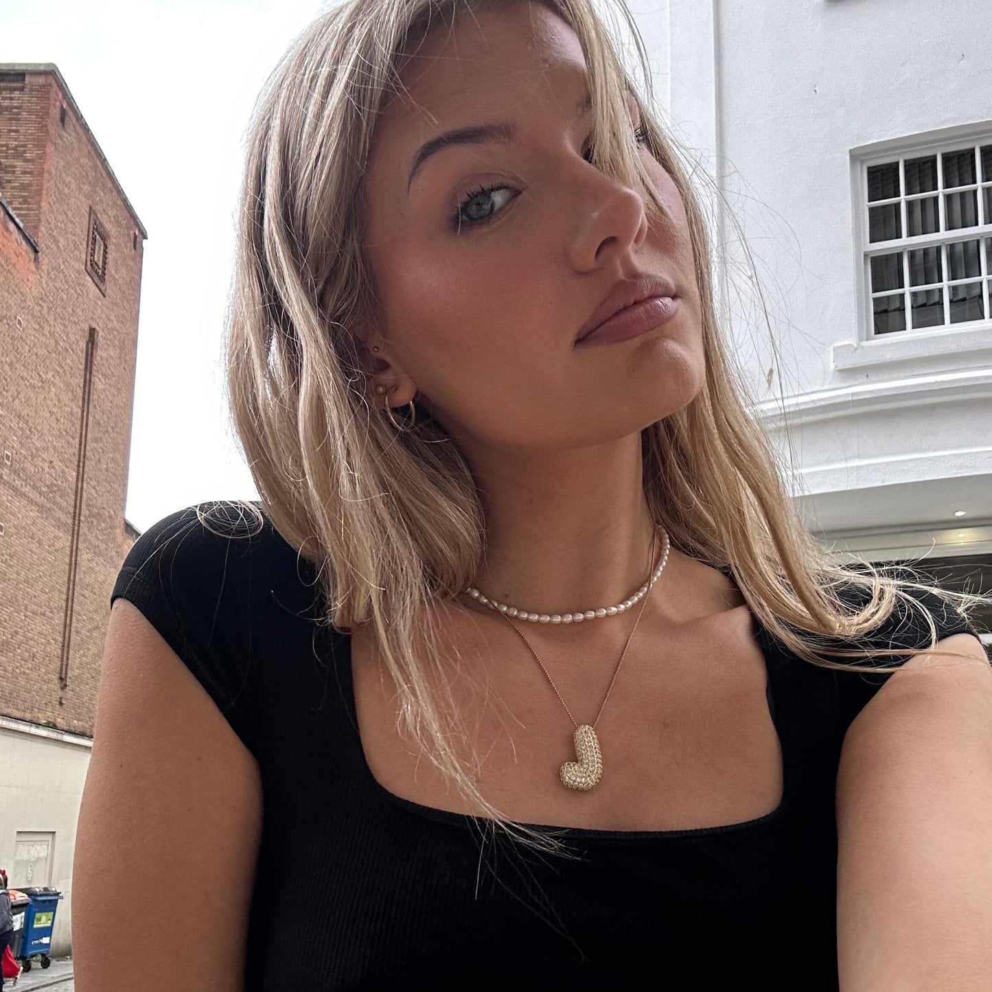 Coral Initial Diamond Necklace