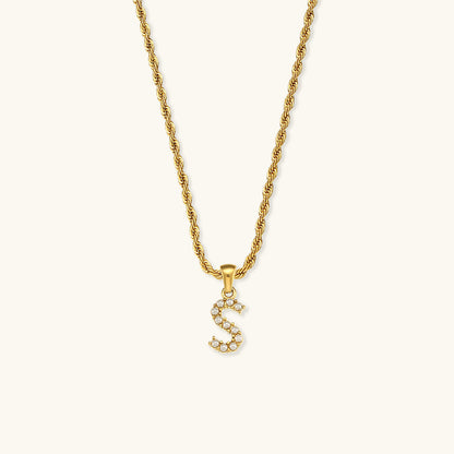 Elodie Initial Letter Pearl Necklace